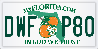 FL license plate DWFP80