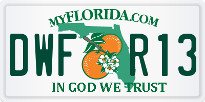 FL license plate DWFR13