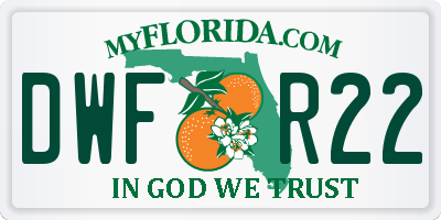 FL license plate DWFR22