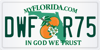 FL license plate DWFR75