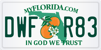 FL license plate DWFR83