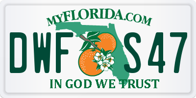 FL license plate DWFS47