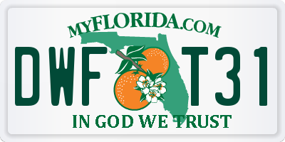 FL license plate DWFT31