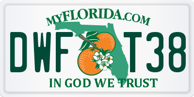 FL license plate DWFT38