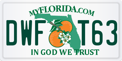 FL license plate DWFT63