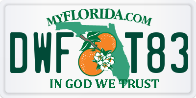 FL license plate DWFT83