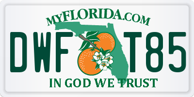 FL license plate DWFT85