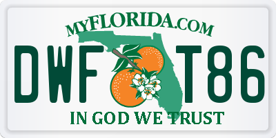 FL license plate DWFT86