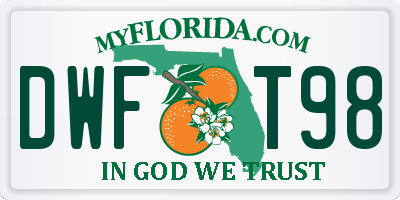 FL license plate DWFT98