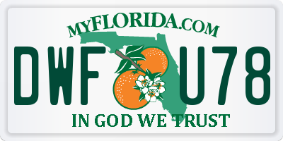 FL license plate DWFU78