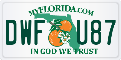 FL license plate DWFU87