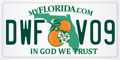 FL license plate DWFV09