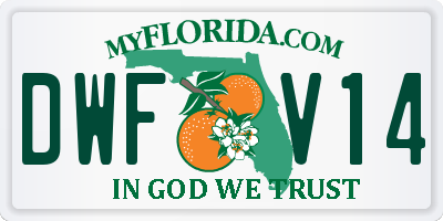 FL license plate DWFV14