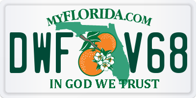 FL license plate DWFV68