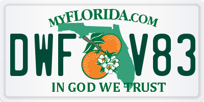 FL license plate DWFV83