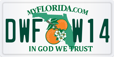FL license plate DWFW14