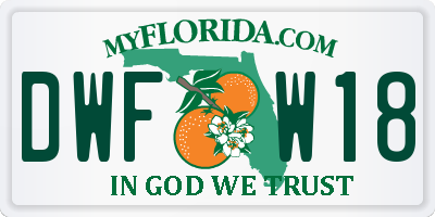 FL license plate DWFW18