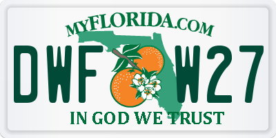 FL license plate DWFW27
