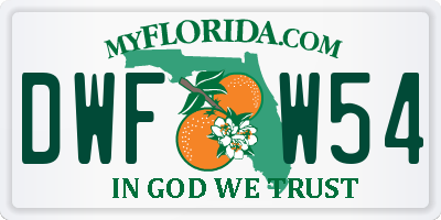 FL license plate DWFW54