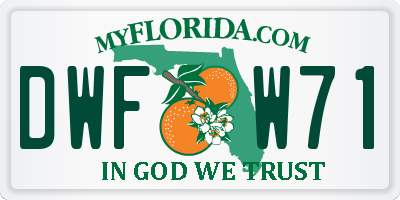 FL license plate DWFW71