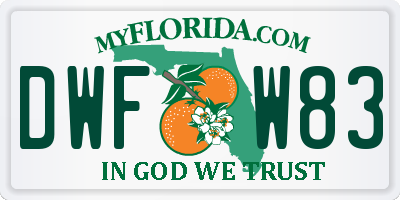 FL license plate DWFW83