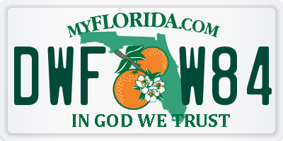 FL license plate DWFW84