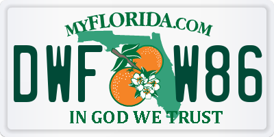 FL license plate DWFW86