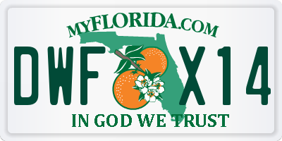 FL license plate DWFX14