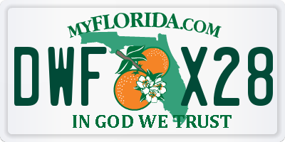 FL license plate DWFX28