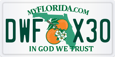 FL license plate DWFX30