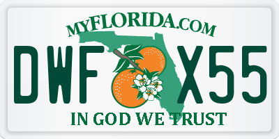 FL license plate DWFX55