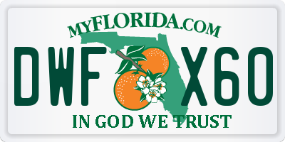 FL license plate DWFX60