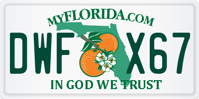 FL license plate DWFX67