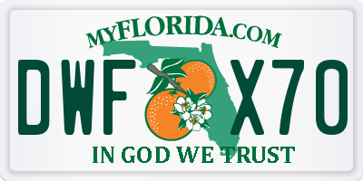 FL license plate DWFX70