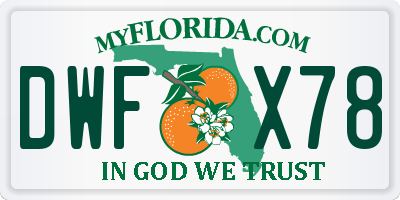 FL license plate DWFX78