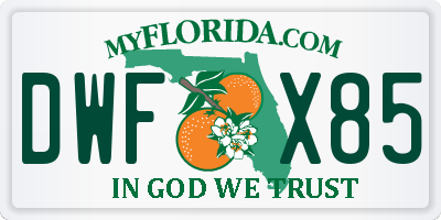 FL license plate DWFX85