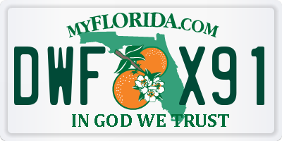 FL license plate DWFX91