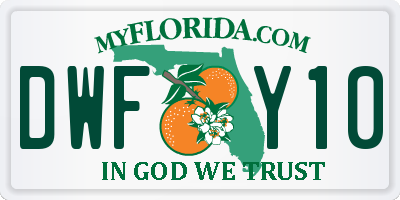 FL license plate DWFY10