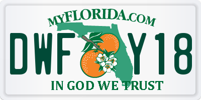 FL license plate DWFY18