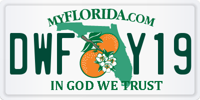 FL license plate DWFY19