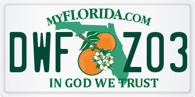 FL license plate DWFZ03