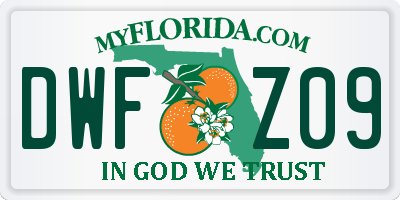 FL license plate DWFZ09