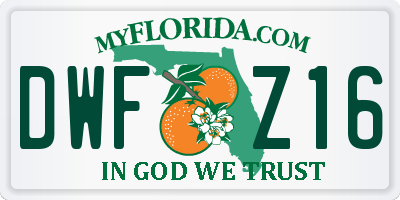 FL license plate DWFZ16