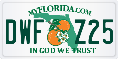 FL license plate DWFZ25