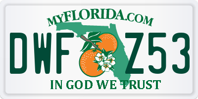 FL license plate DWFZ53