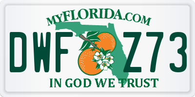FL license plate DWFZ73
