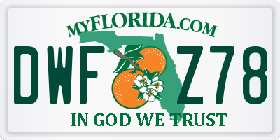 FL license plate DWFZ78
