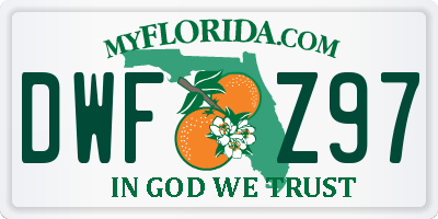 FL license plate DWFZ97