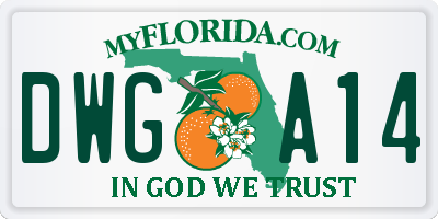 FL license plate DWGA14
