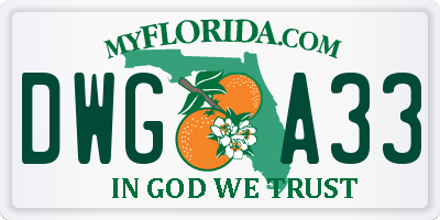 FL license plate DWGA33